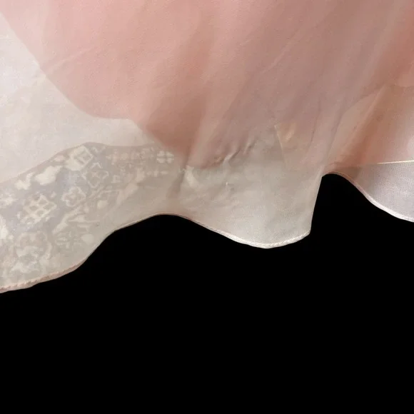 Blush Pink One Shoulder Lace Bodice Chiffon Maxi Formal Dress Size 4/6 - Picture 10 of 13